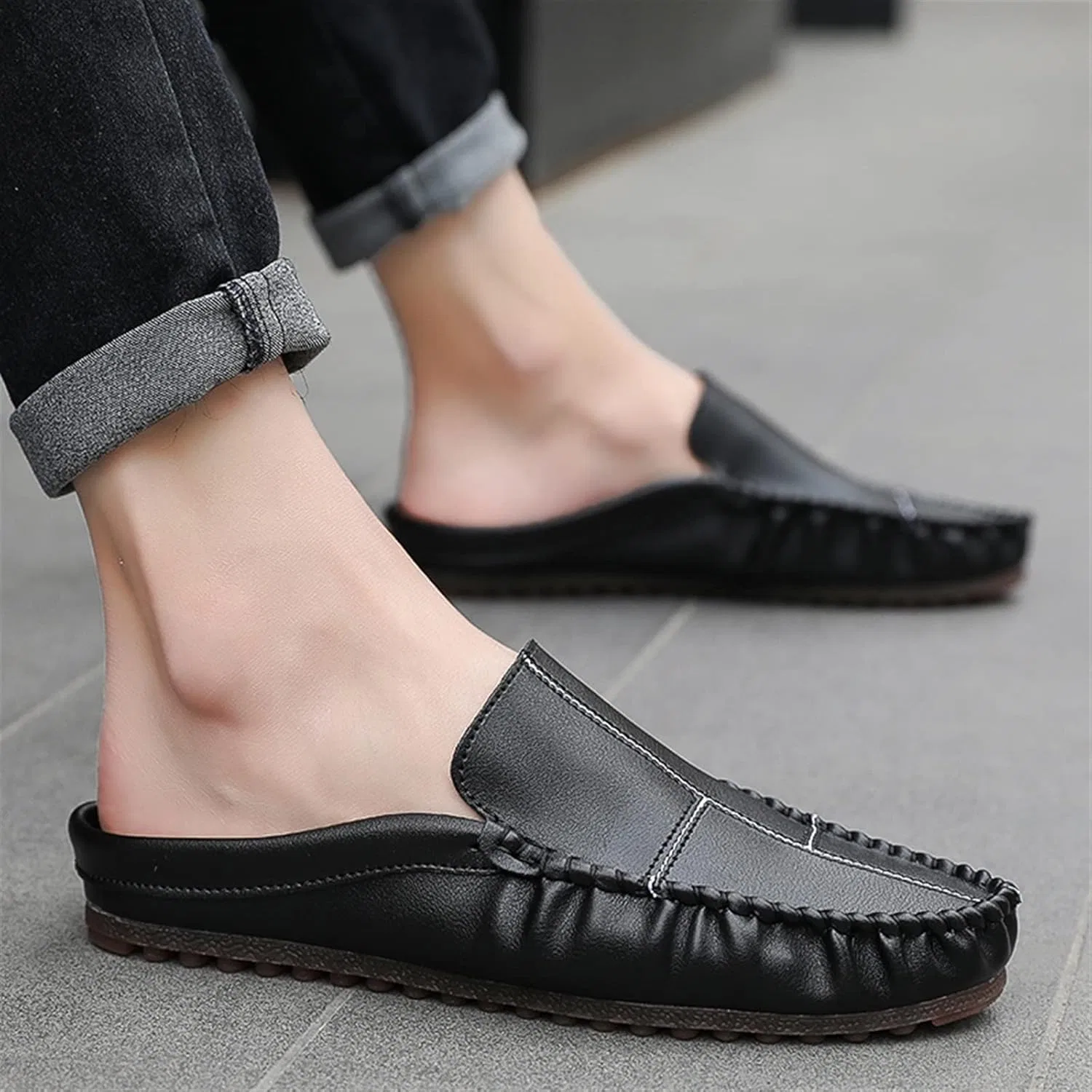 Мокасины с прострочкой, Loafers, черный — фото 2