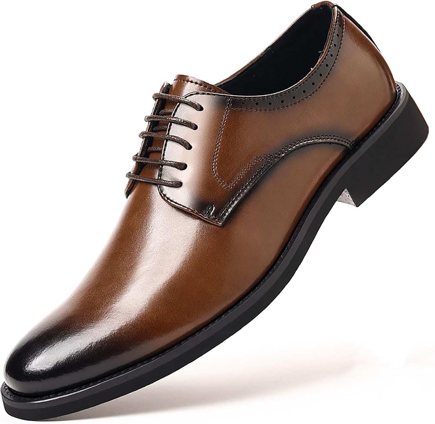 

Мужские классические оксфорды из лаковой кожи, с заостренным носком и шнуровкой, удобные, с низким каблуком, для офиса и повседневной носки Xhognls, коричневый