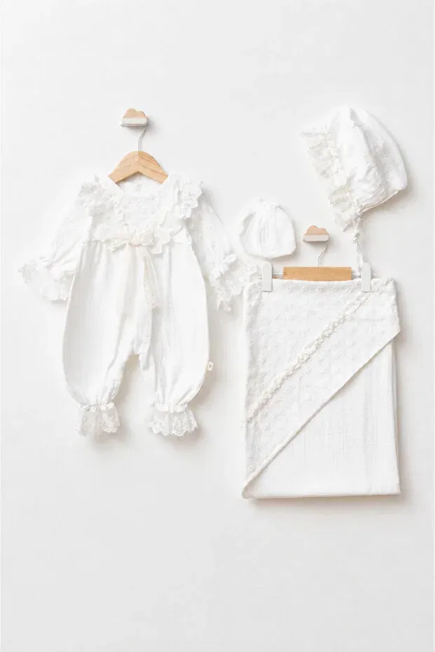 Детский комбинезон для девочек хлопковый Basics Pugi Baby, Ecru