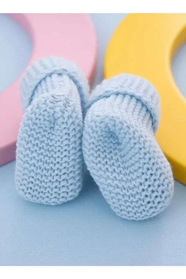 Детские пинетки-помпоны для мальчиков трикотажные Cherub Baby, Blue — фото 3