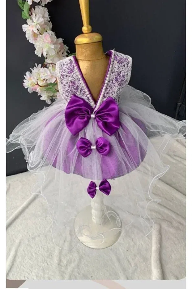 Детское платье для девочек с принтом Mevlüt Set Wedding Dress Evening Dress Baby Birth Baby Shower Gift Biyan Collection, Purple