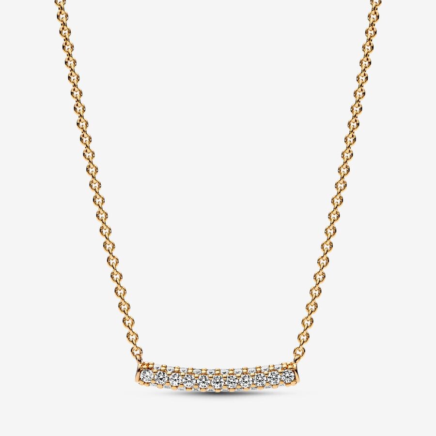 

Колье Pandora Timeless Pavé Single-row Bar, позолоченный