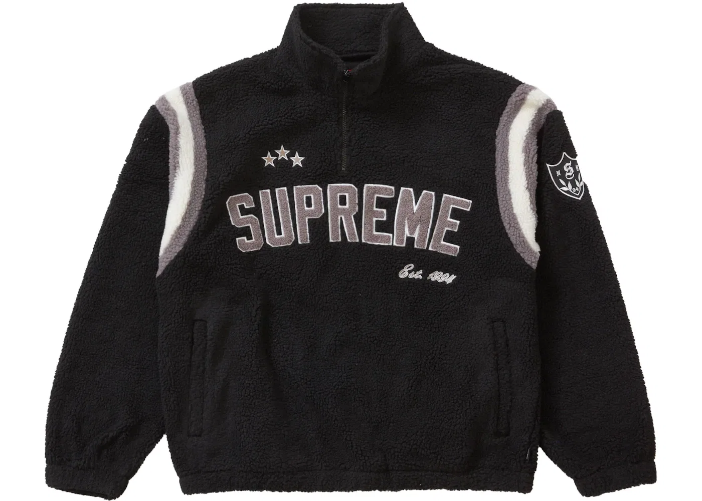 Мужской флисовый пуловер с полузастежкой Supreme, Black