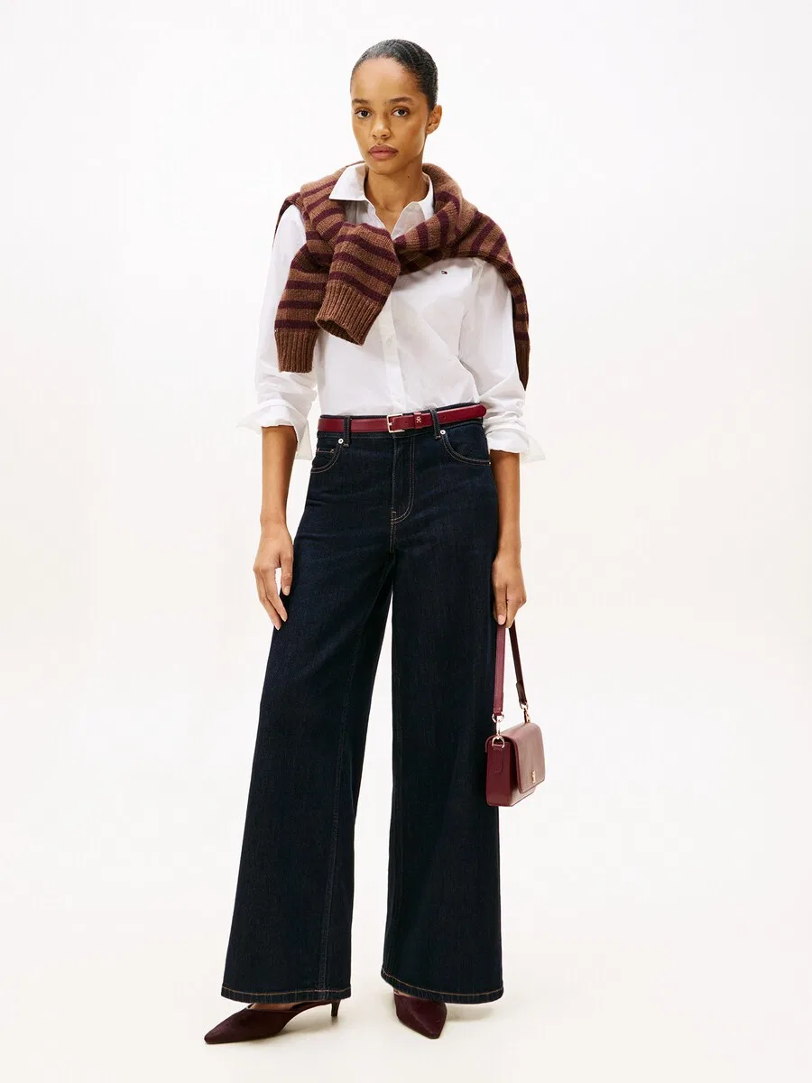 Блузка TOMMY HILFIGER "Regular Fit Flag Embroidery" белого цвета — фото 4
