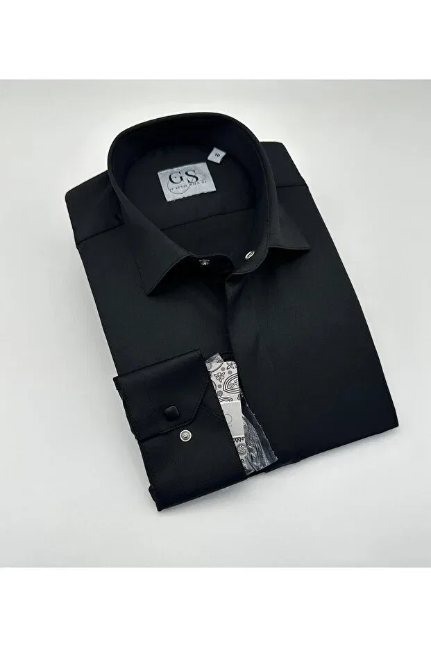 Детская рубашка для мальчиков с длинным рукавом Gs Tekstil, Black — фото 4