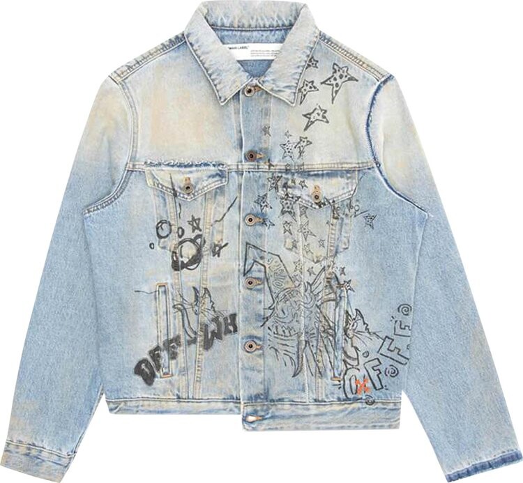 

Куртка Off-White Wizard Slim Deconstructed Jacket 'Extreme Bleach', черный