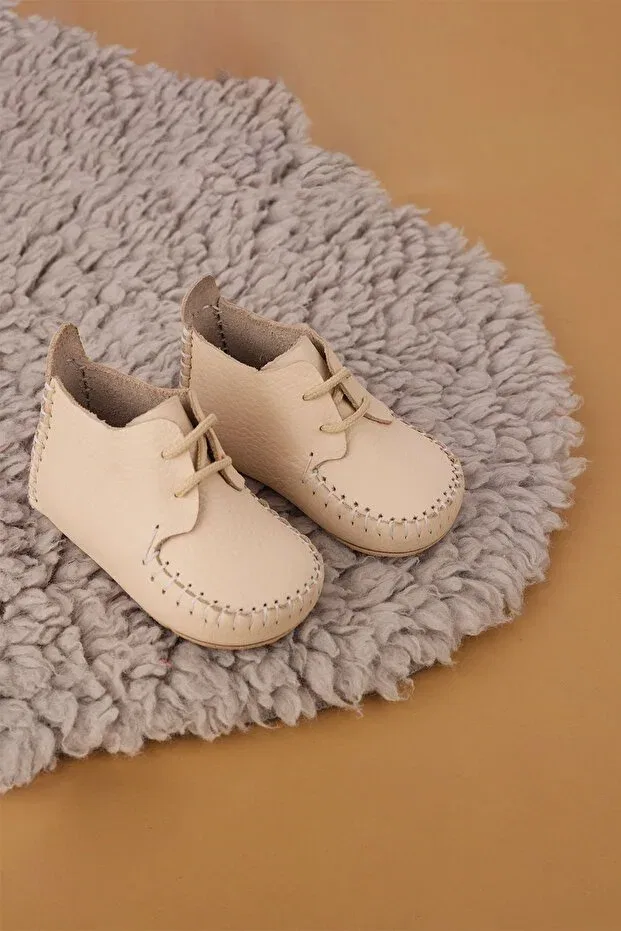 Детские ботиночки для новорожденных кожаные Torun Kids, Cream — фото 3
