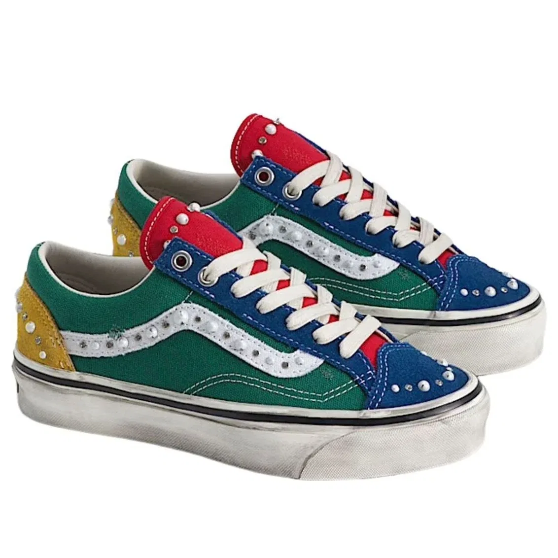 Детские кроссовки с верхом из канваса Premium Old Skool 36 'Pearlized Yacht Club Green' Vans, Pearlized Yacht Club Green / Multi — фото 2