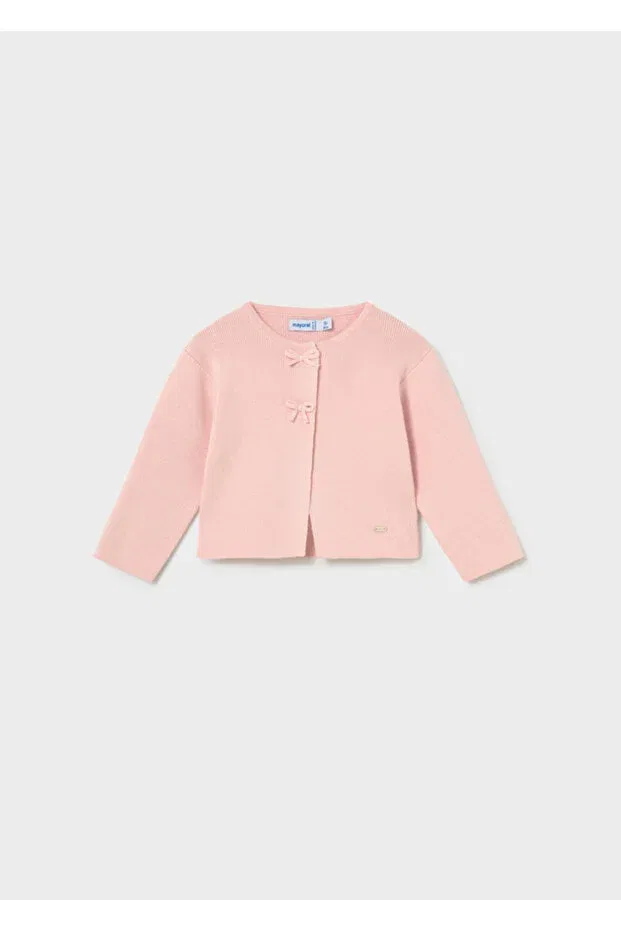 Детский вязаный кардиган для девочек с бантом Bow Knitted Cardigan 1307 Mayoral, Powder