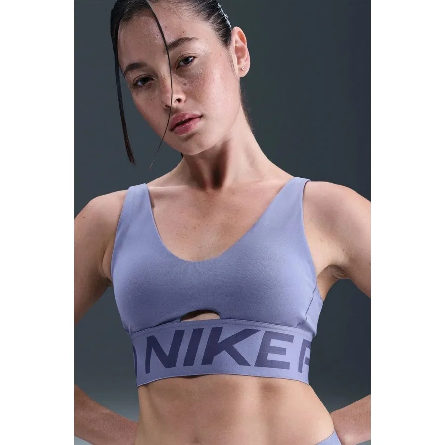 Спортивный бюстгальтер с V-образным вырезом и съемными чашками Nike Pro Indy Plunge-Support Bra, Nike, Темно-синий — фото 2