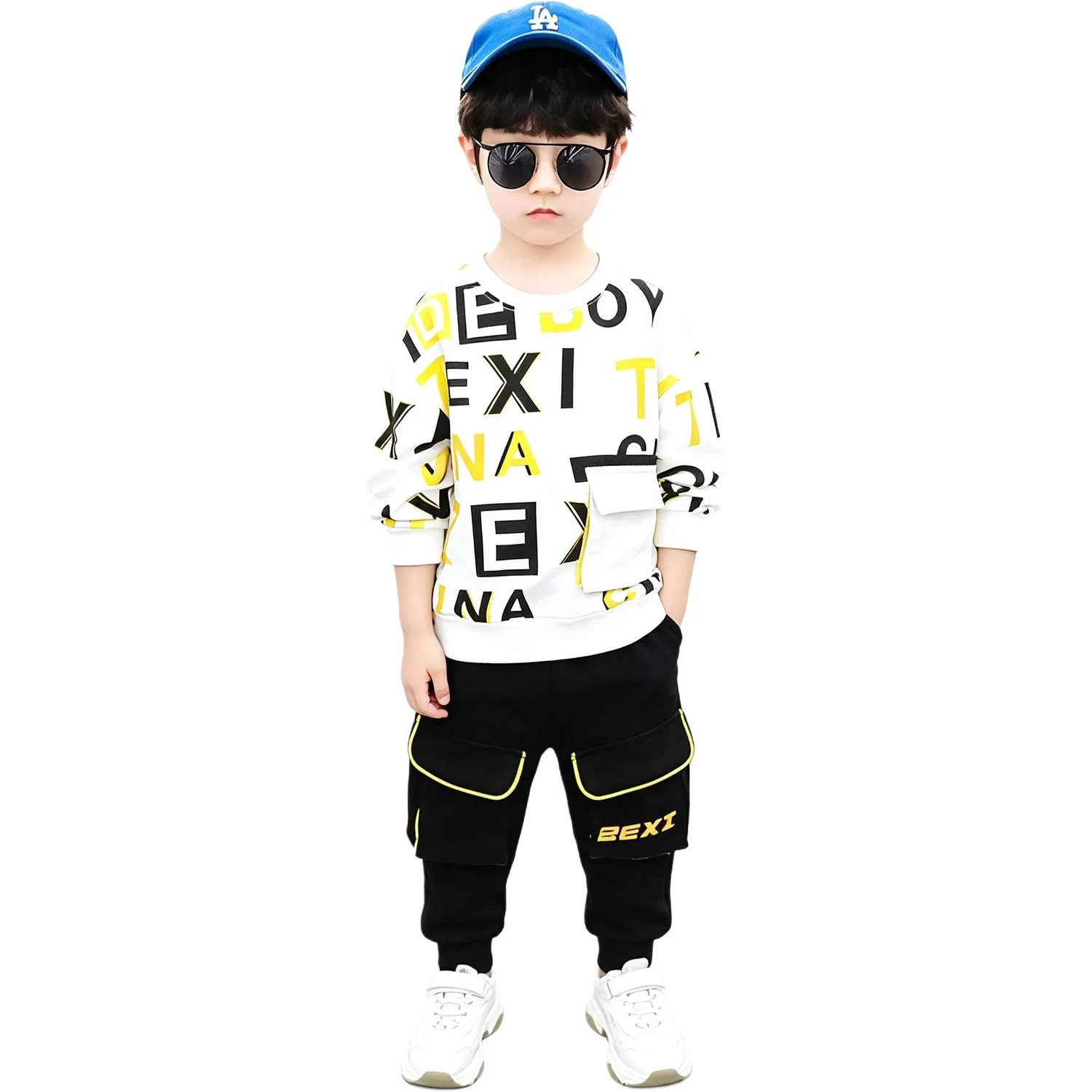 Детский спортивный комплект из двух предметов с воротником-стойкой MADALLO, White Two-Piece Set