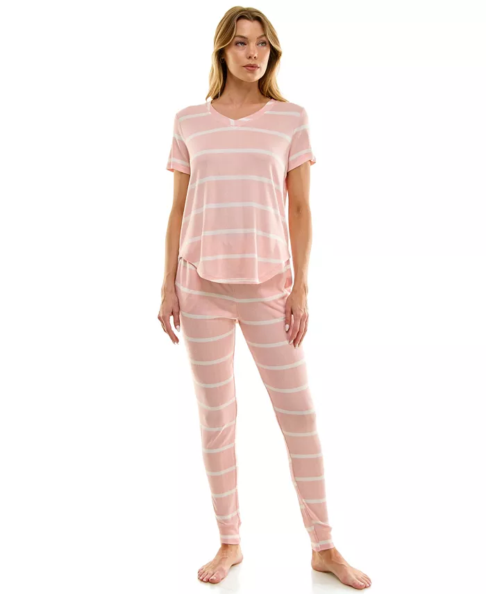 

Пижамный комплект из футболки с V-образным вырезом и спортивных брюк Roudelain, розовый