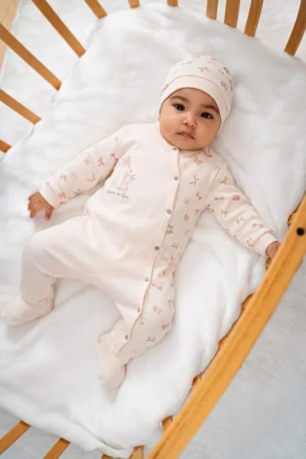 Детский комбинезон для девочек с принтом Bowknot Rabbit Bubbles, Light Pink