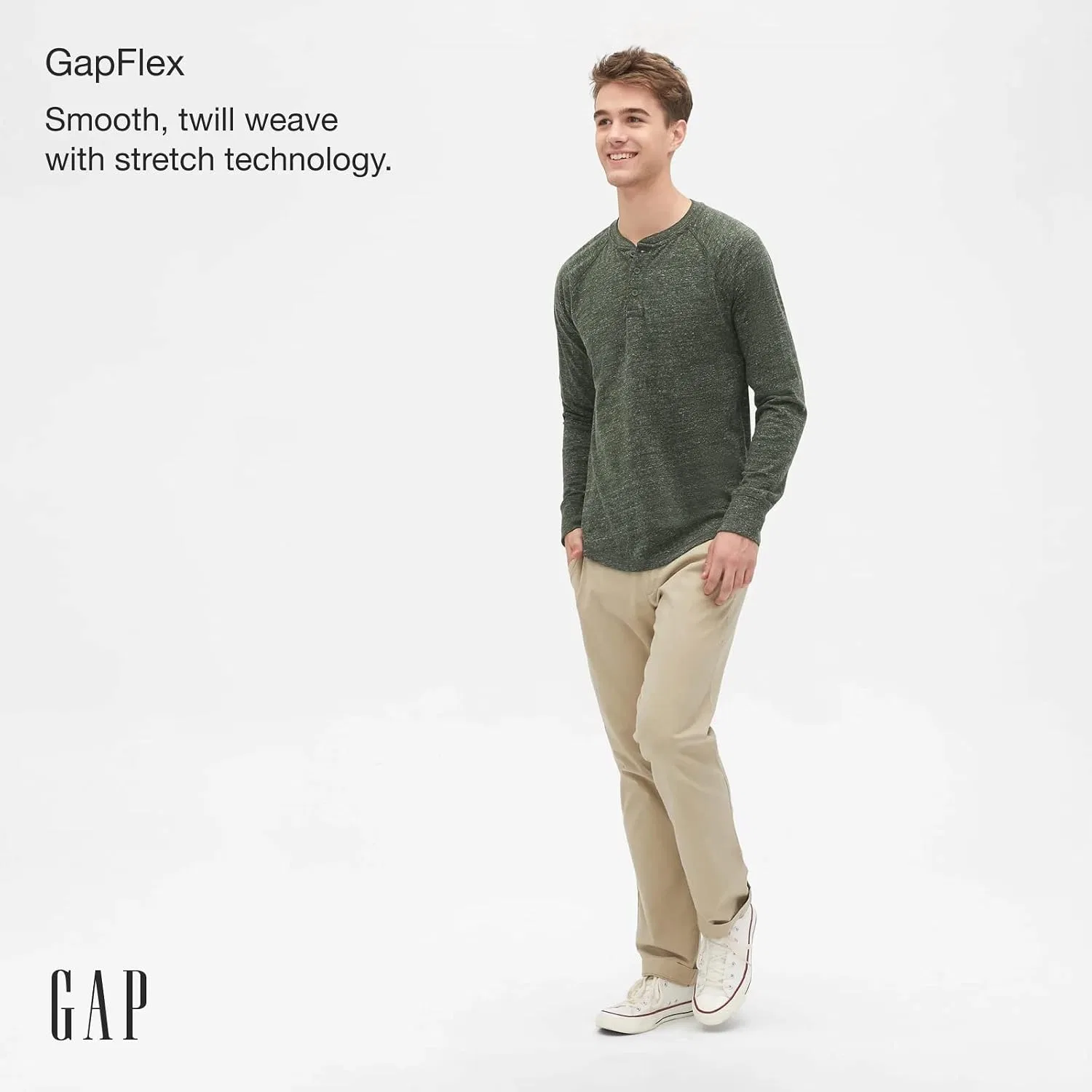 Мужские чиносы с slim-кроем Gap, чёрный — фото 4