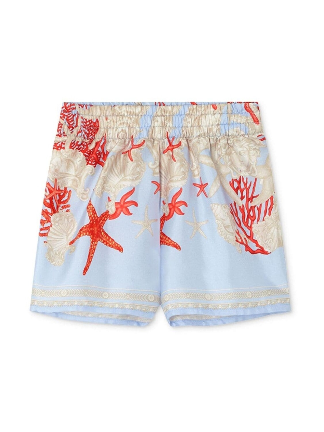 

Versace Kids шелковые шорты с узором Barocco Sea, синий