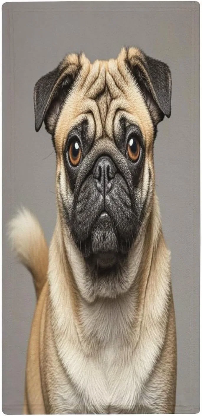 Мочалка из кораллового флиса с принтом Мопс, KLSVTMEA, 1 шт, 72.9x35.1 см, Mops-hund