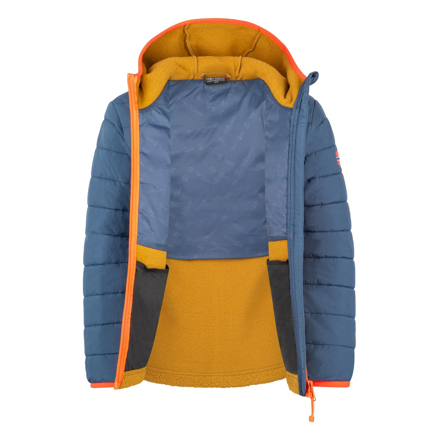 Детская стеганая куртка Romsdalen Jacket Trollkids, Rauchbraun / Blau — фото 3