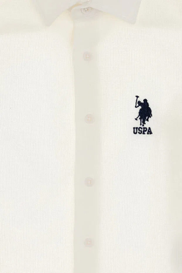 Детская рубашка для мальчиков хлопковая U.S. Polo Assn., White — фото 4