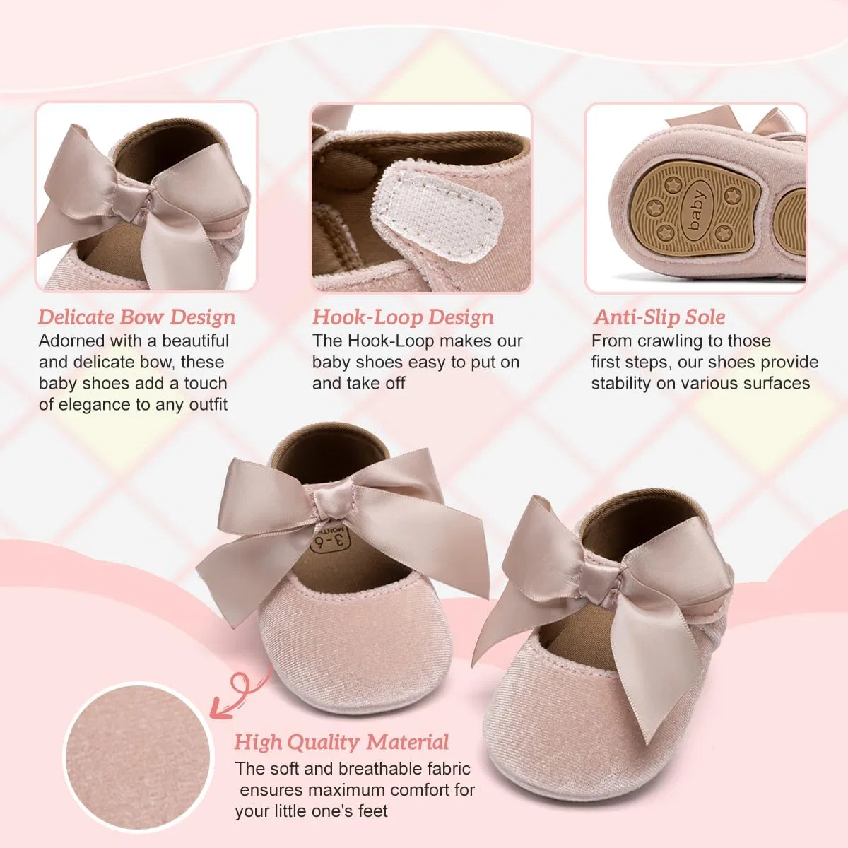 Детские туфли Мэри Джейн для девочек KIDSUN, Light Pink — фото 4