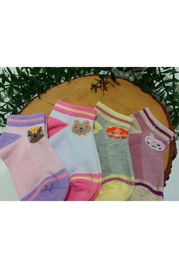 Детские носки-пинетки для девочек с узором 4-Pack Morena Pattern Bebek Meselesi, Colored — фото 3