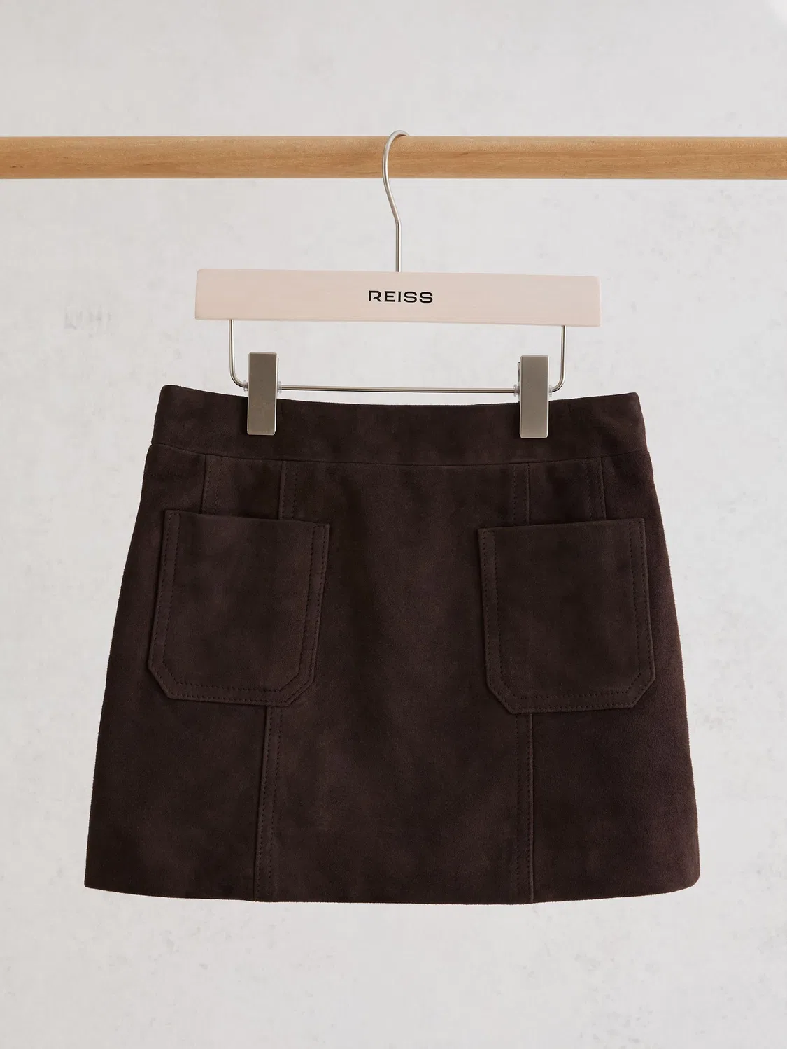Юбка Vida из замши Reiss, шоколадно-коричневый — фото 2