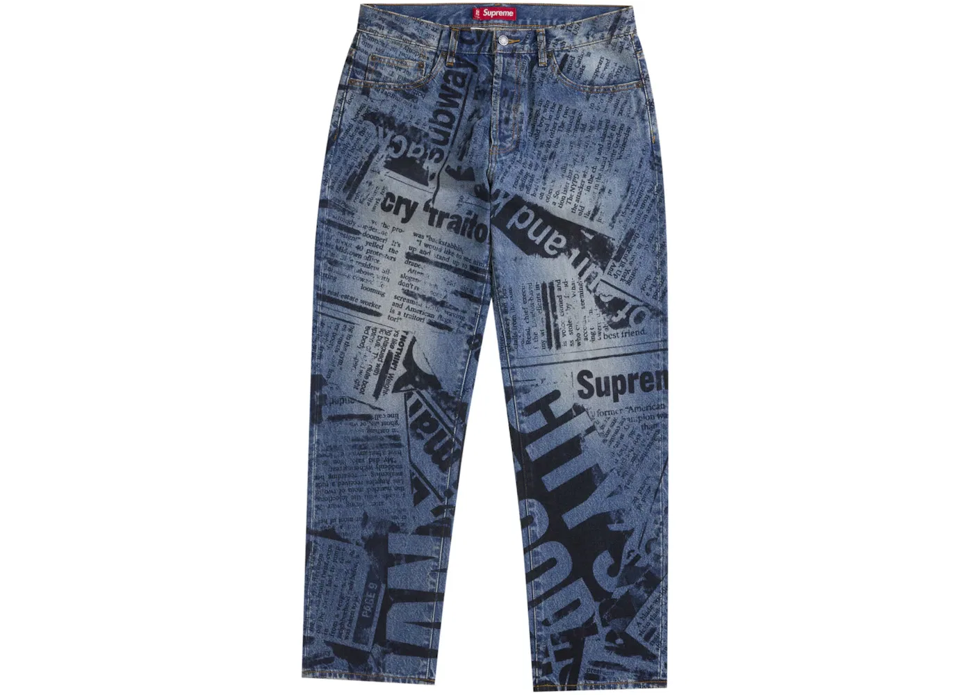 Мужские джинсы с принтом Regular Jean Newspaper Supreme, Newspaper