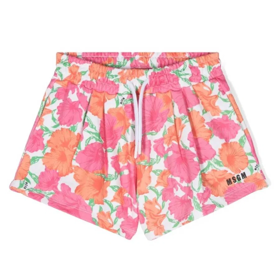 Шорты с цветочным принтом Kids Floral Print Cotton Shorts MSGM, Multicolor