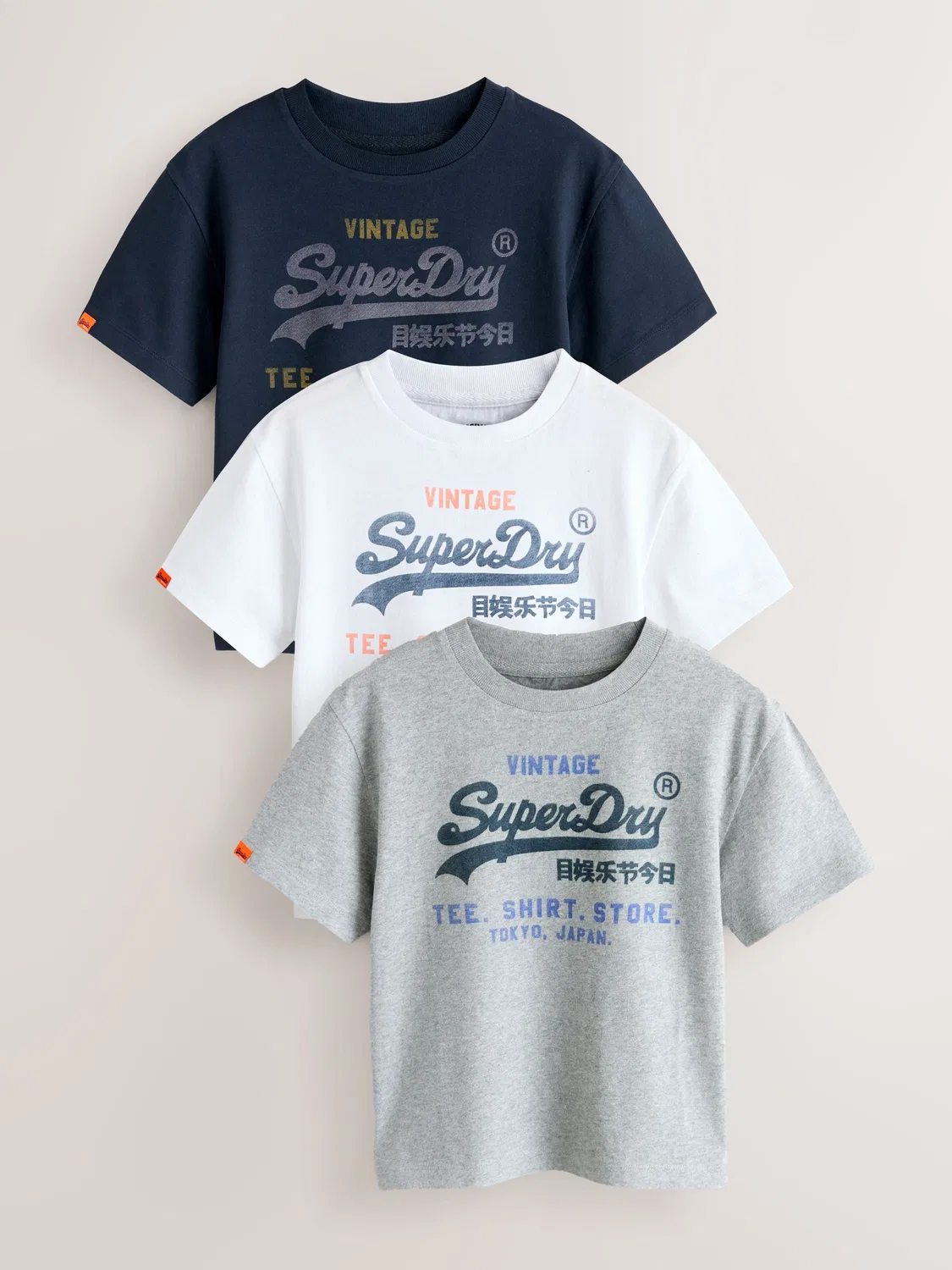 Футболки 3 шт. Superdry White/Navy