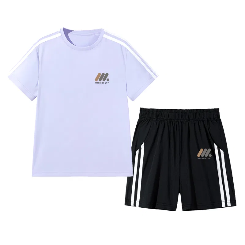 Детский комплект спортивной одежды с принтом Purple/H Three Round-Shaped Column Logo K-Black/H Three Round-Shaped Column Logo K WARRIOR