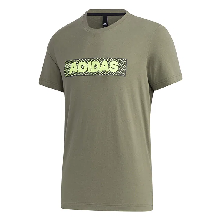 Футболка с круглым вырезом, свободный крой, Adidas, Brown Green