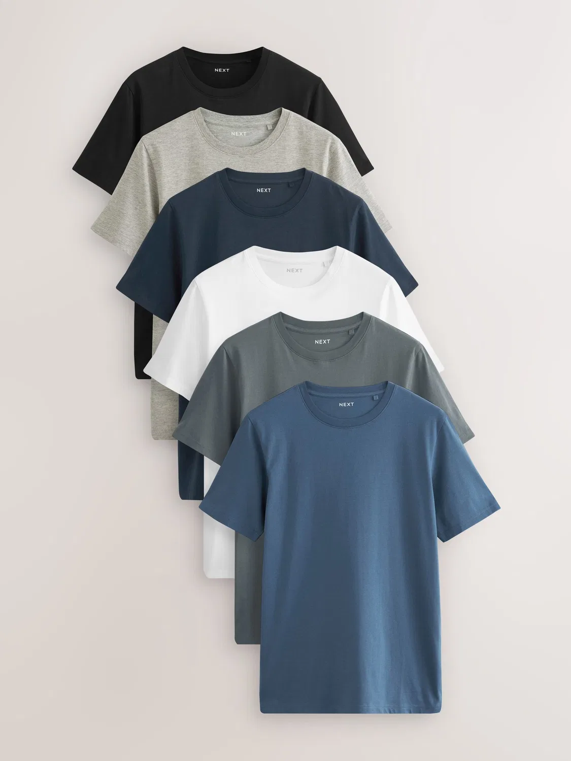 Футболка Essential Cotton 6 Pack Next, черный/сизый/серый меланж/белый/темно-синий/синий