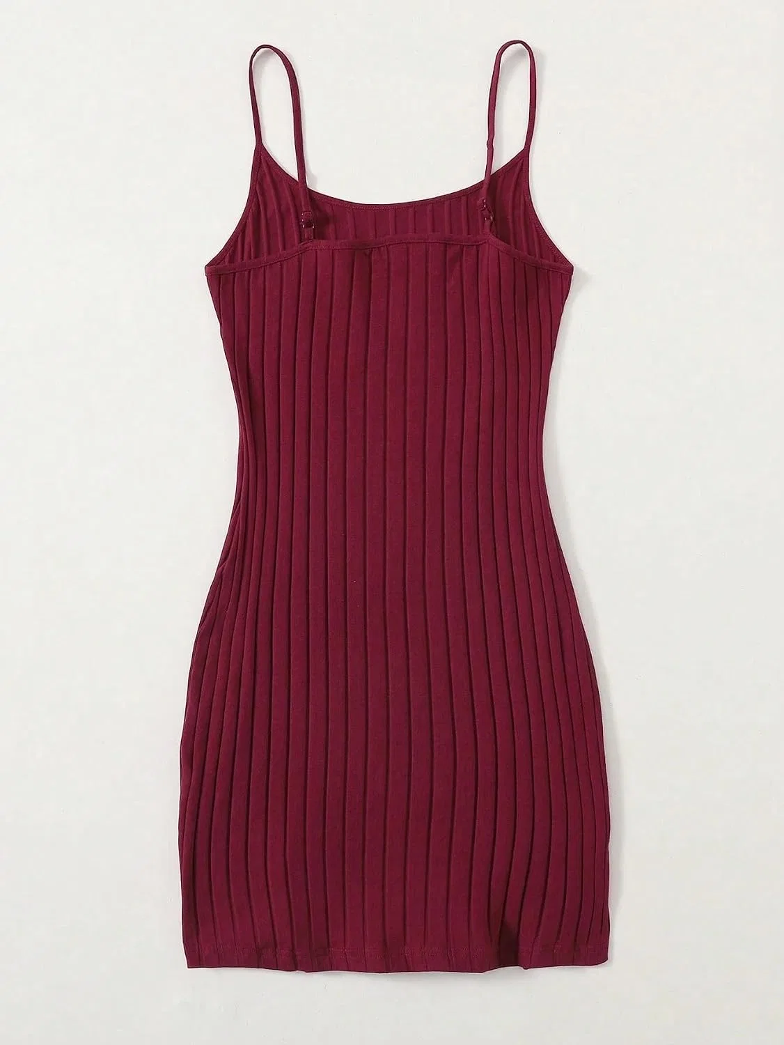 Женское короткое ками-платье с разрезом Rib-Knit, Maroon — фото 3