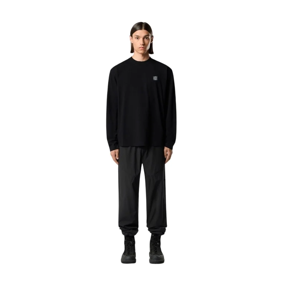 Мужской лонгслив Stone Island Regular Fit With Tonal Compass Logo Patch, черный