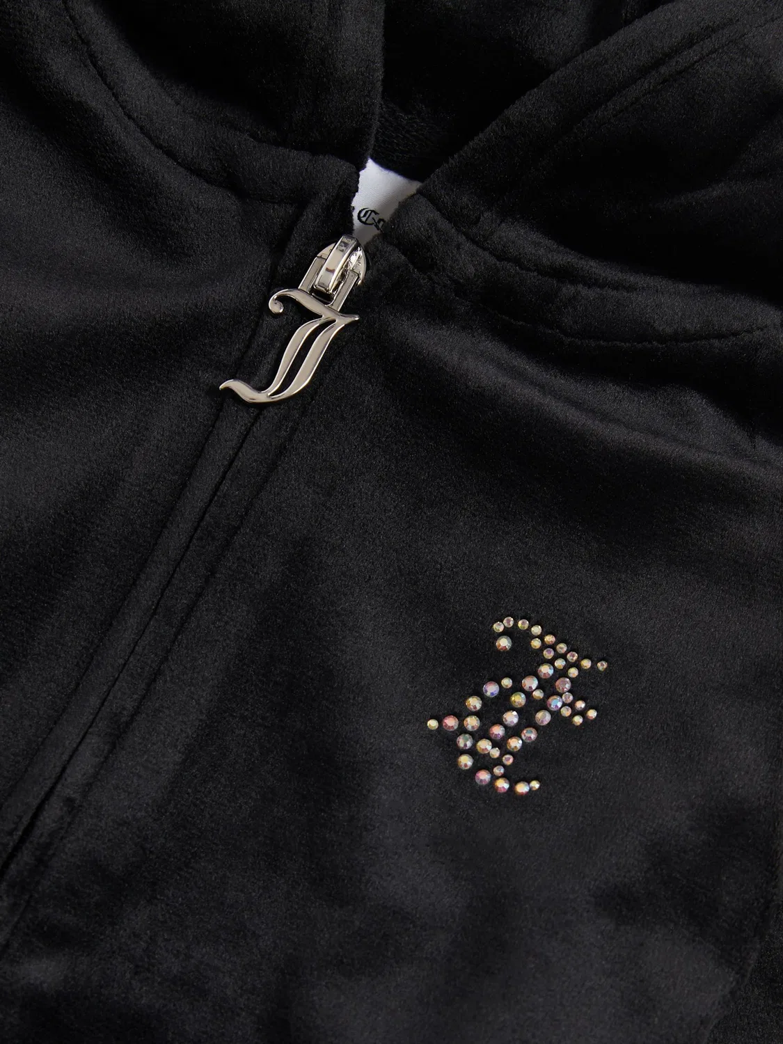 Худи на молнии, велюр Juicy Couture, черный — фото 3