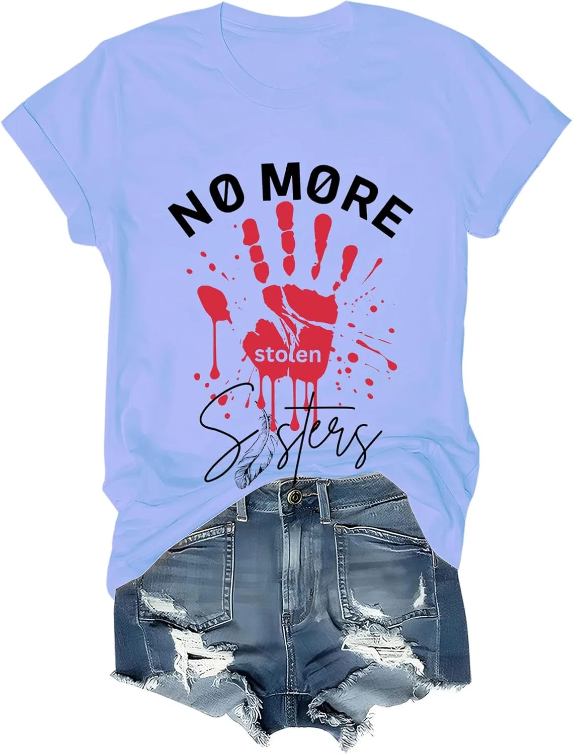 Футболка с принтом No More Stolen Sisters Regular Fit, Sky Blue