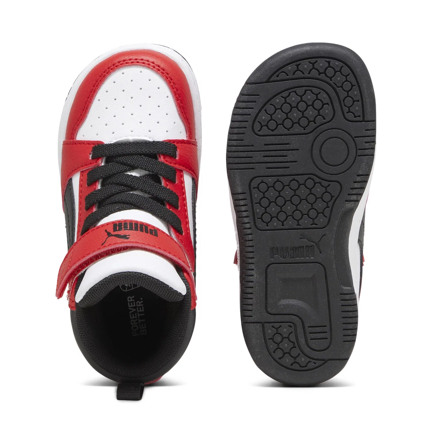 Детские кроссовки ретро с контрастным дизайном PUMA, White/Black/For All Time Red — фото 4