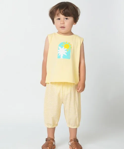 Детский комплект из топа без рукавов и брюк Summer Palm moimoln, Желтый