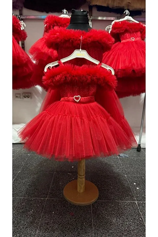 Детское вечернее платье для девочек с пайетками Tuha Kids Design, Red