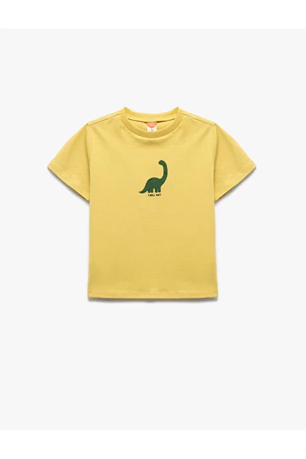 Детская футболка с принтом Dinosaur printed short sleeve crew neck cotton t-shirt Koton, Green