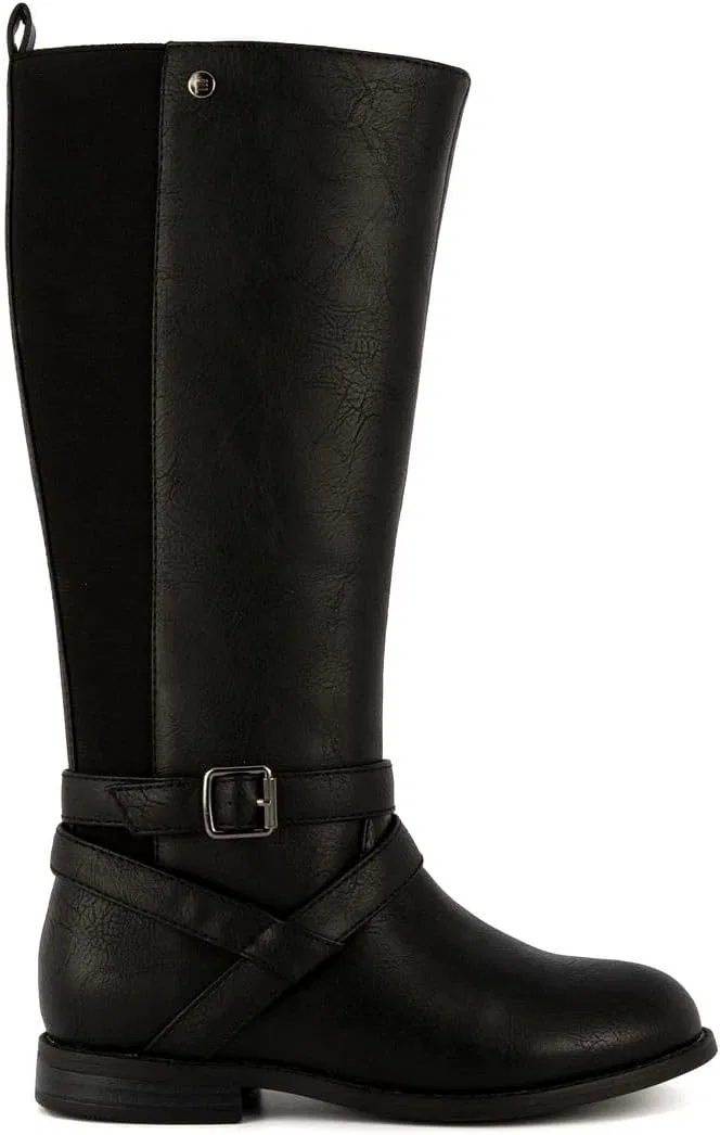 Детские сапоги для девочек на молнии с пряжкой London Fog, Black