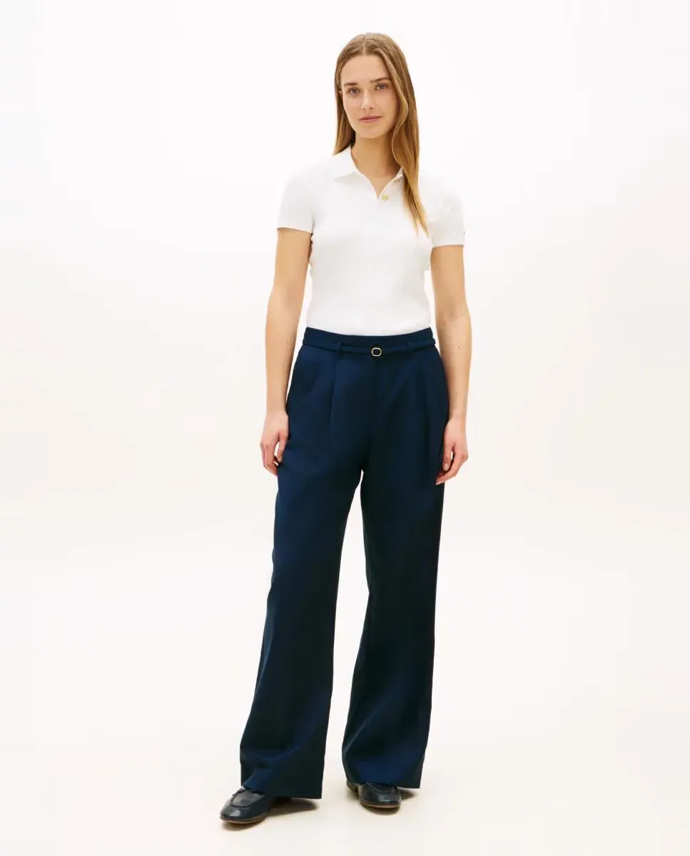 Женские широкие брюки из льняной смеси Tommy Hilfiger, Azul Marino