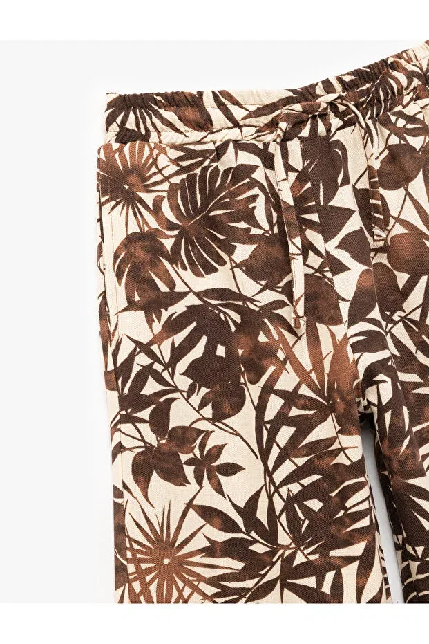 Детские брюки для девочек широкие с принтом Koton, Brown Patterned — фото 3