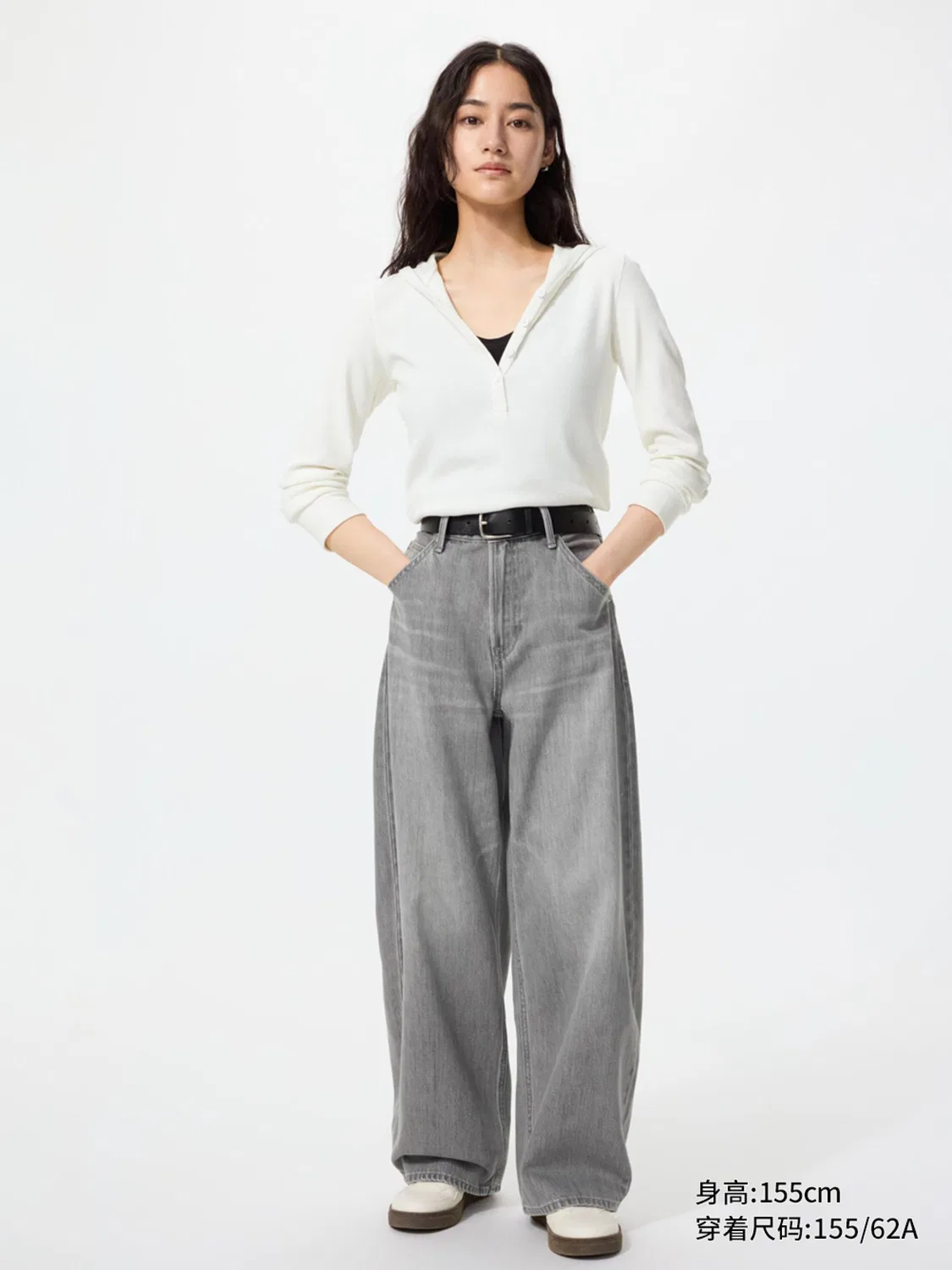 Джинсы свободного кроя укороченные Uniqlo, голубой — фото 2