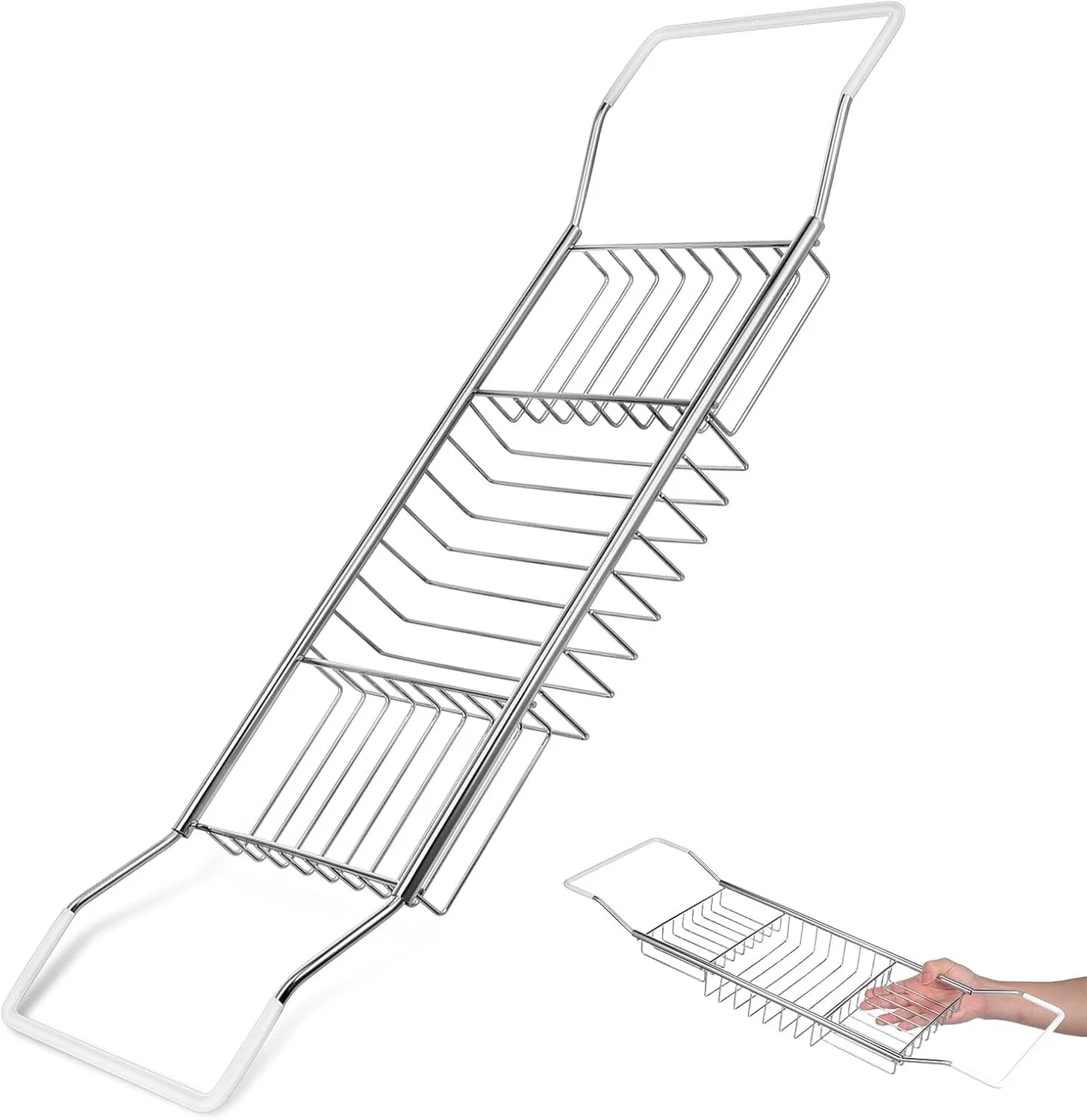Выдвижное полотенцедержатель для ванны из нержавеющей стали, Toyvian, 64x20x7 см