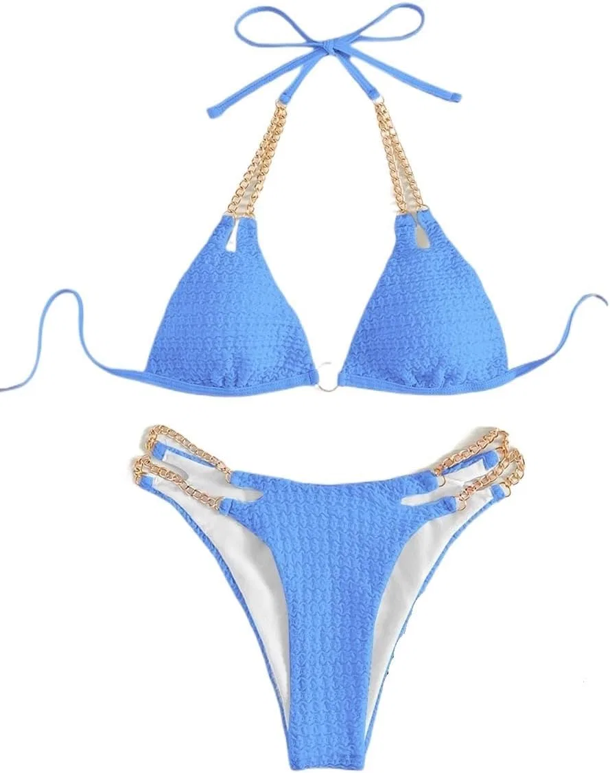 Женский купальный комплект с завязками на спине Generic, Blue