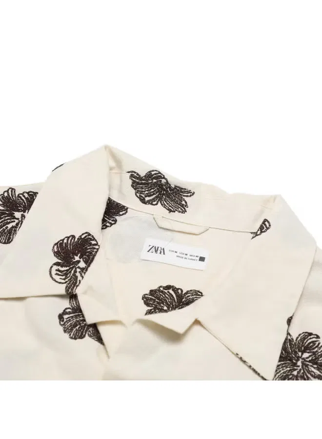 Рубашка с вышивкой без рукавов Zara, белый — фото 4