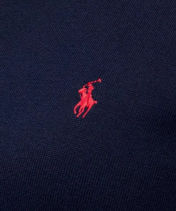 Джемпер с коротким рукавом, хлопковый микс, Polo Ralph Lauren, темно-синий — фото 4