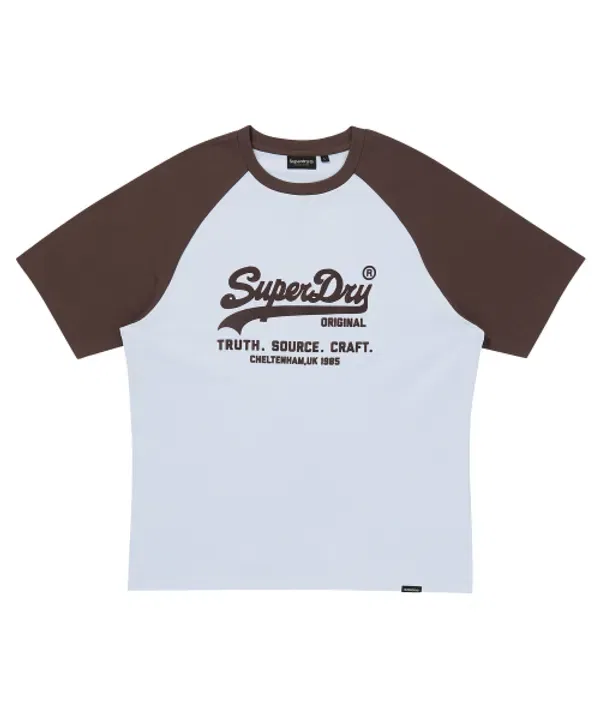 Футболка с принтом, реглан, Superdry, голубой