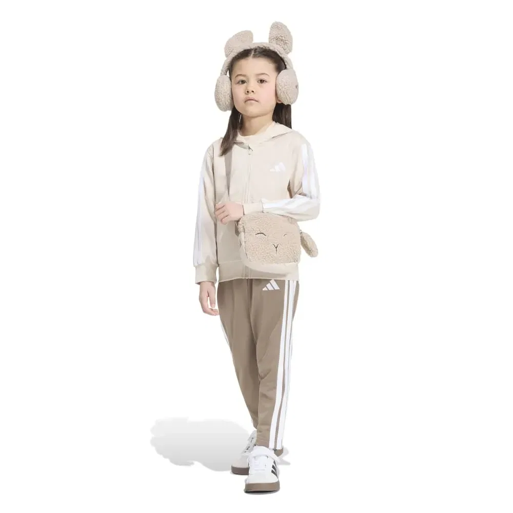 Детский спортивный костюм с принтом Essentials 3 Stripes LK Adidas, Beige — фото 4