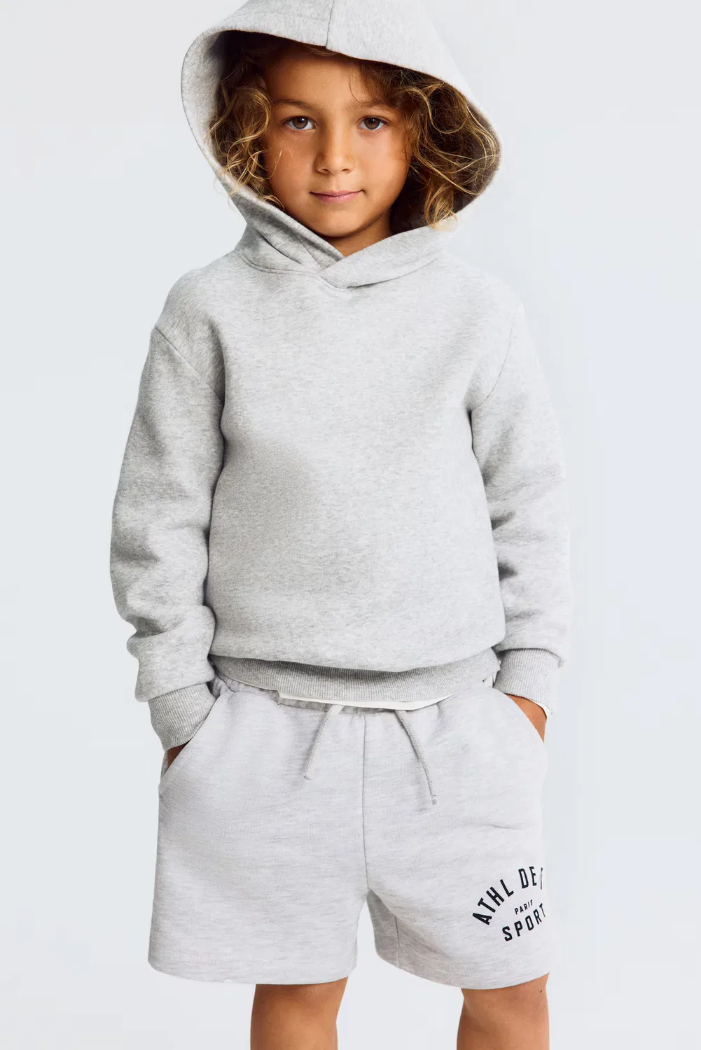 Шорты из хлопчатобумажной ткани, используемой для толстовок H&M, Hellgraumeliert/Athl Dept — фото 3